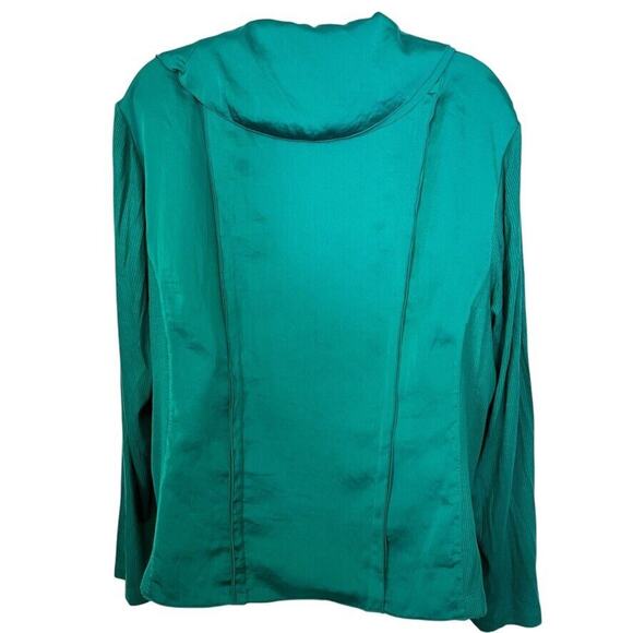 INC International Concepts Satin Long Sleeve Moto Jacket Asymmetrical Green 2X - Picture 14 of 16